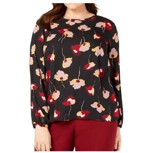 Nine West Floral Print Long Sleeve Flow blouse Size Small